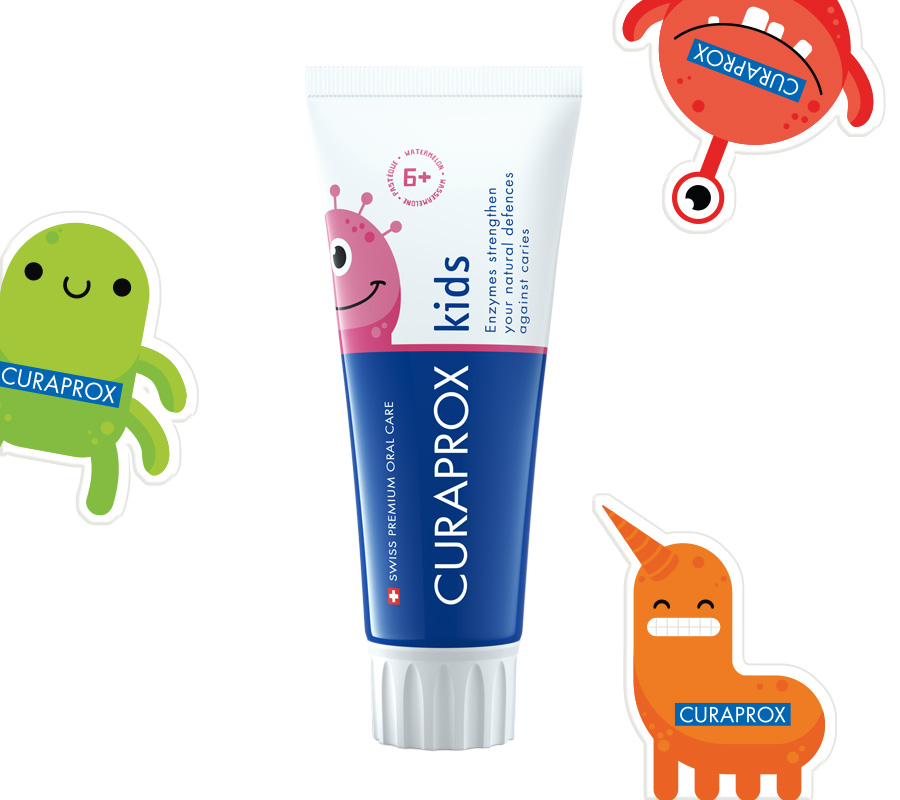 Зубная паста Curaprox Kids 1450 ppm со вкусом арбуза (с 6 лет), 60 мл