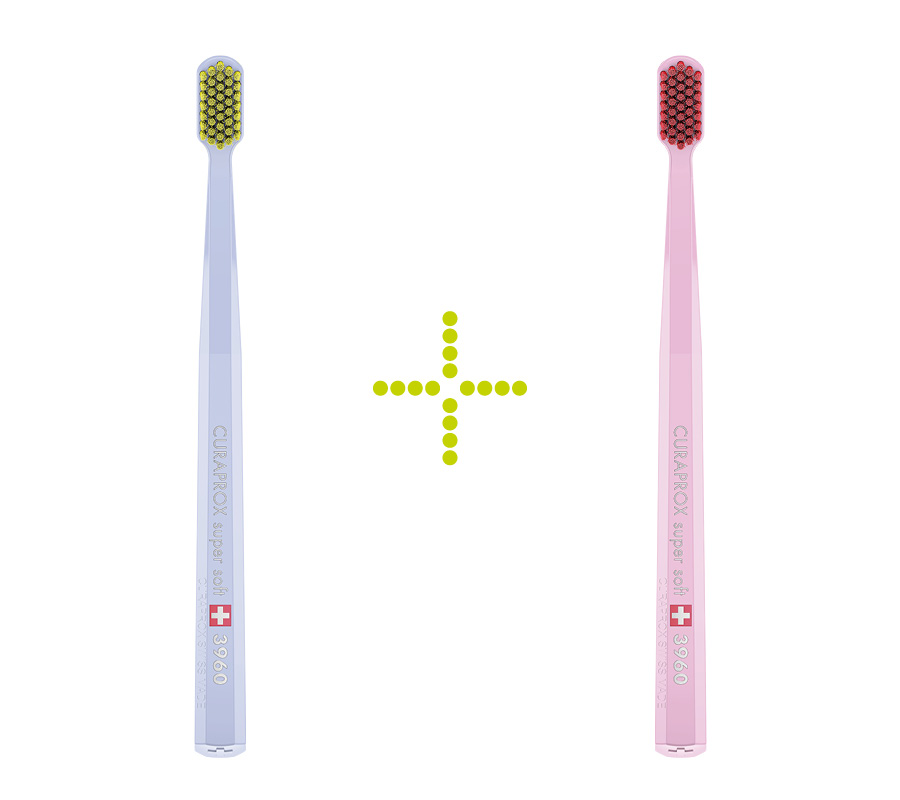 Набор зубных щеток Curaprox CS 3960 Super Soft (2 шт.), (светло-голубая и светло-розовая)