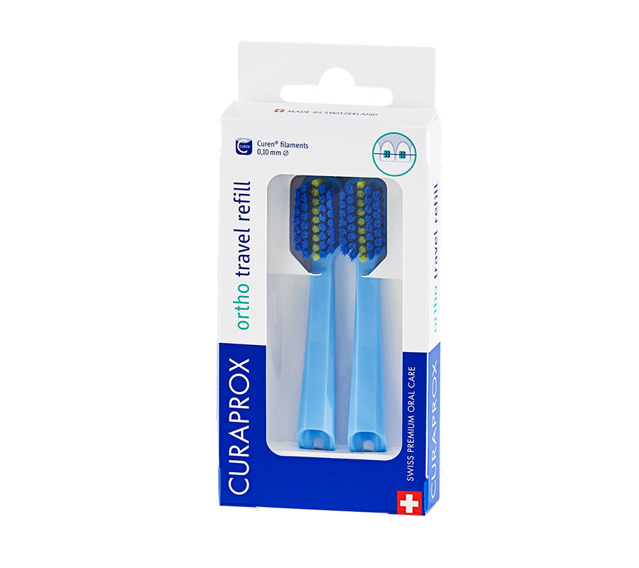 Сменные зубные щетки Curaprox CS 5460 Ortho Ultra Soft для ортодонтического дорожного набора, 2 шт. (голубой)