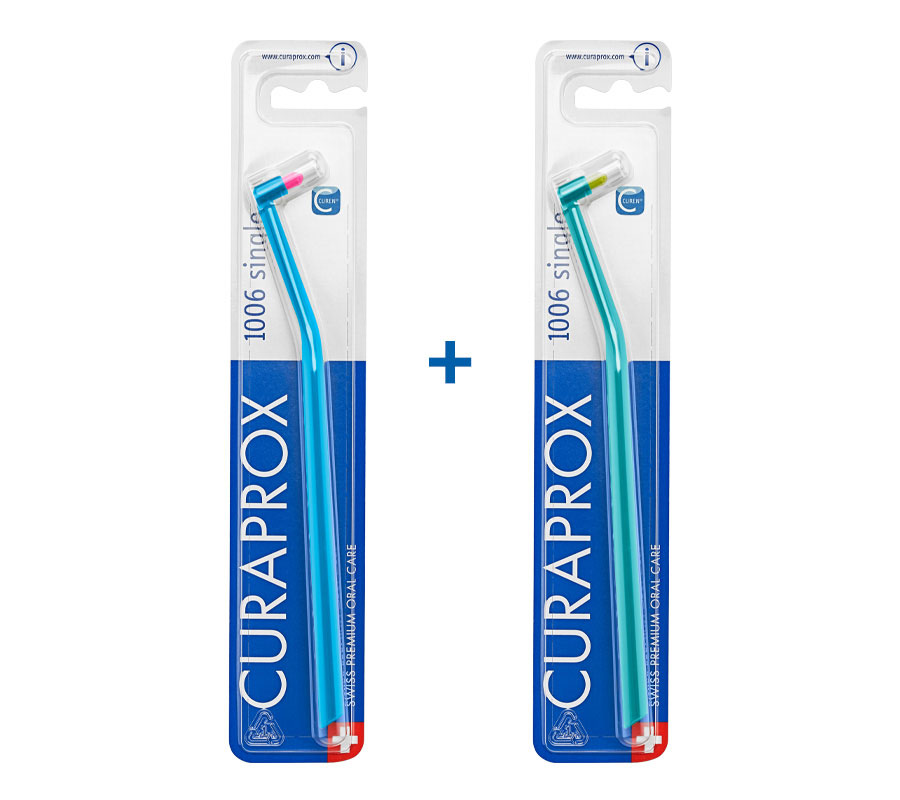 Набор монопучковых щеток Curaprox CS 1006 Single (2 шт.), (голубая и зеленая)