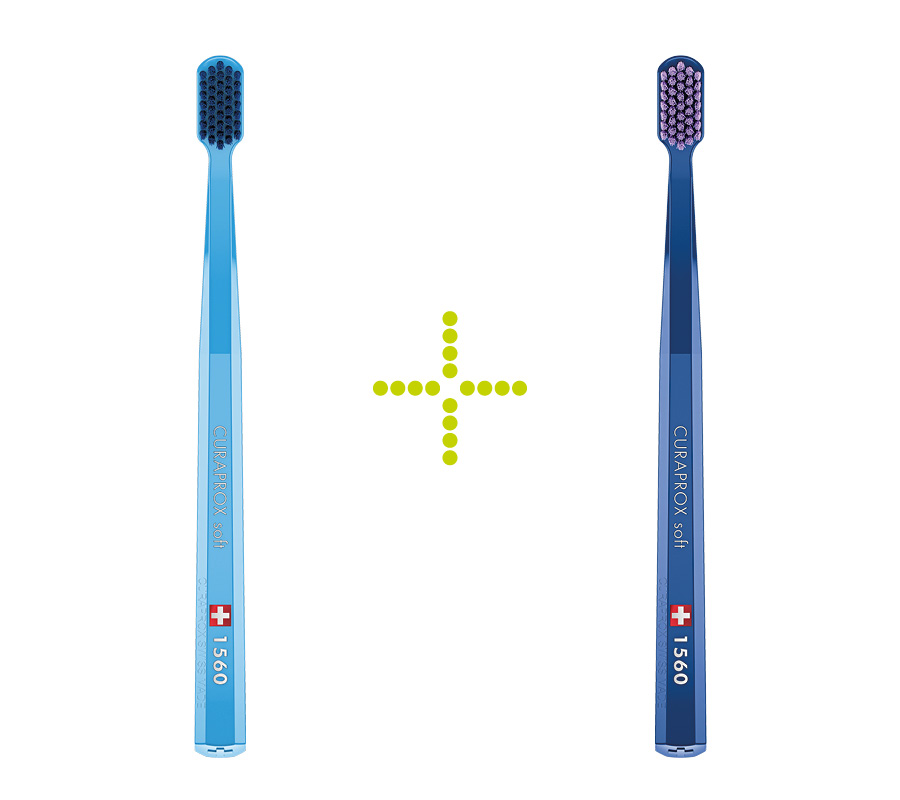 Набор зубных щеток Curaprox CS 1560 Soft (2 шт.), (синяя и темно-синяя)