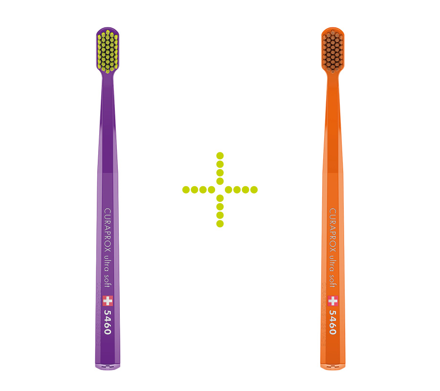 Набор зубных щеток Curaprox CS 5460 Ultra Soft (2 шт.), (сиреневая и оранжевая)