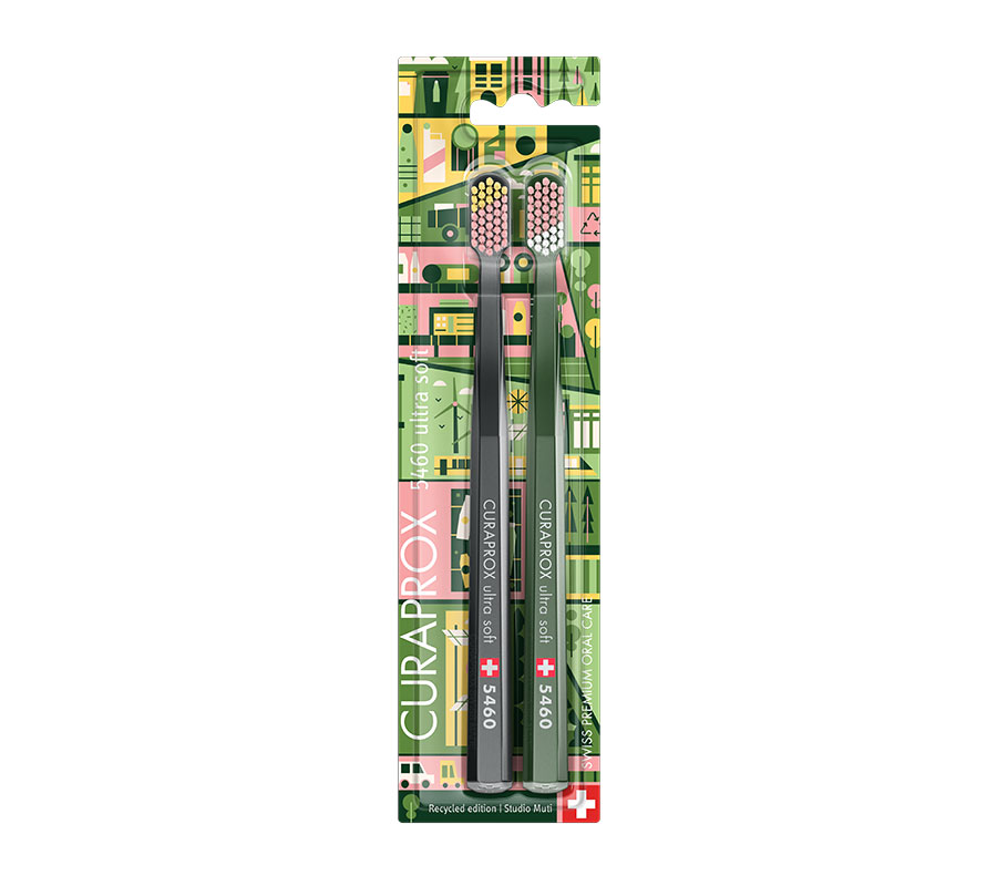 Набор ультрамягких зубных щеток Curaprox CS 5460 Ultra Soft (2шт.)  Duo Recycled 2025 Набор ультрамягких зубных щеток Curaprox CS 5460 Ultra Soft (2шт.)  Duo Recycled 2025