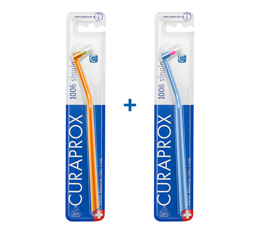 Набор монопучковых щеток Curaprox CS 1006 Single (2 шт.), (оранжевая и голубая)
