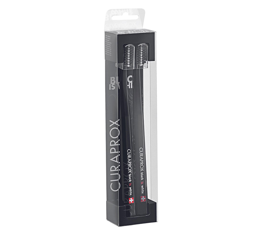 Набор ультрамягких зубных щеток Curaprox Black is White 8760 черная\черная, (2шт.) Набор ультрамягких зубных щеток Curaprox Black is White 8760 черная\черная, (2шт.)