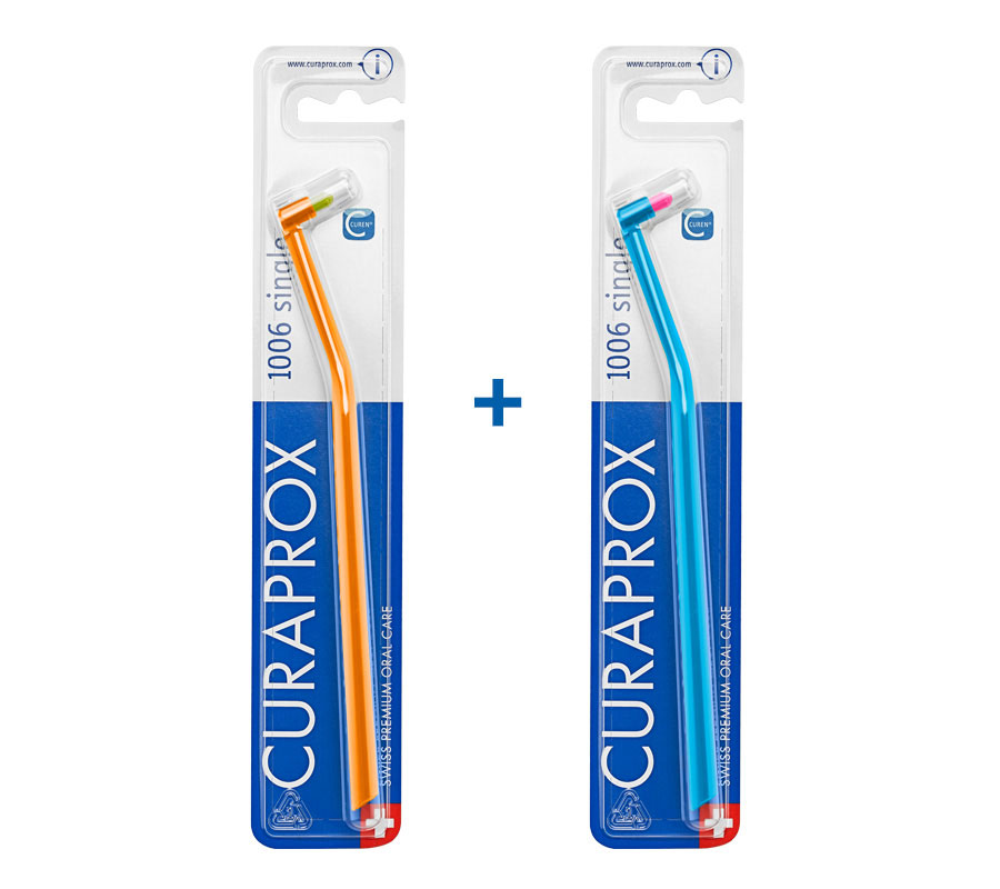 Набор монопучковых щеток Curaprox CS 1006 Single (2 шт.), (оранжевая и синяя)