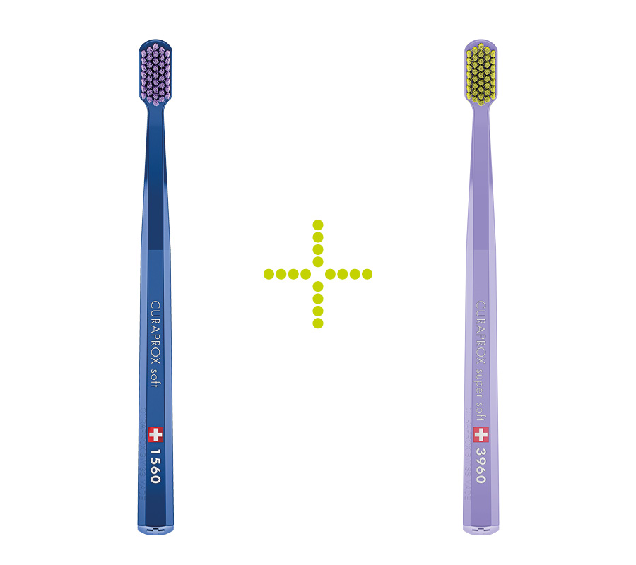 Набор зубных щеток Curaprox CS 1560 Soft (2 шт.), (темно-синяя и сиреневая)