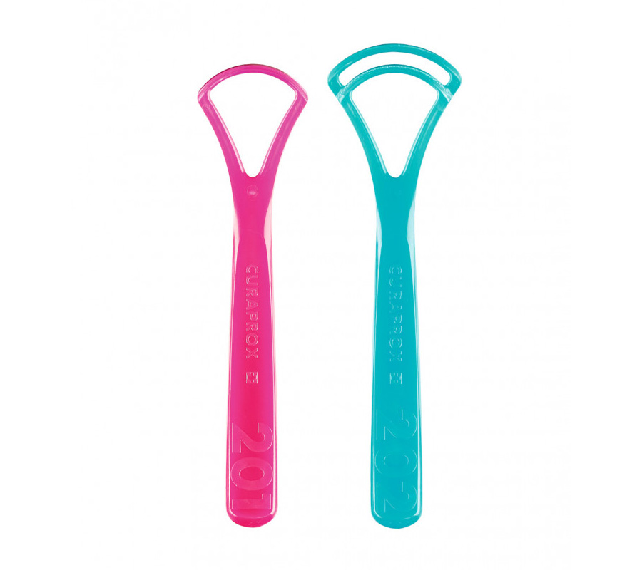 Набор скребков для языка (бирюзовый, малиновый)