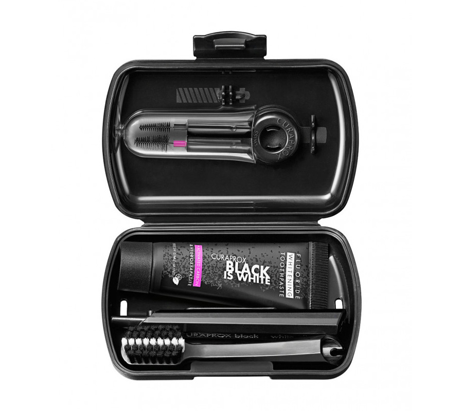 Дорожный набор Curaprox Black Is White в черном боксе