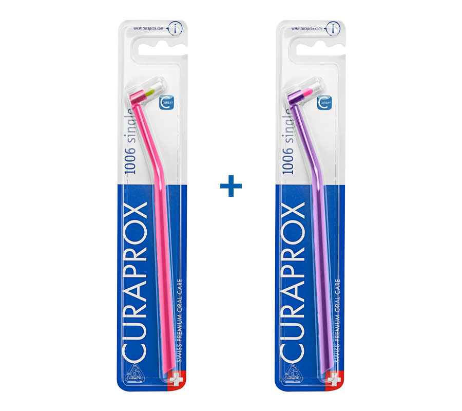 Набор монопучковых щеток Curaprox CS 1006 Single (2 шт.), (малиновая и фиолетовая)
