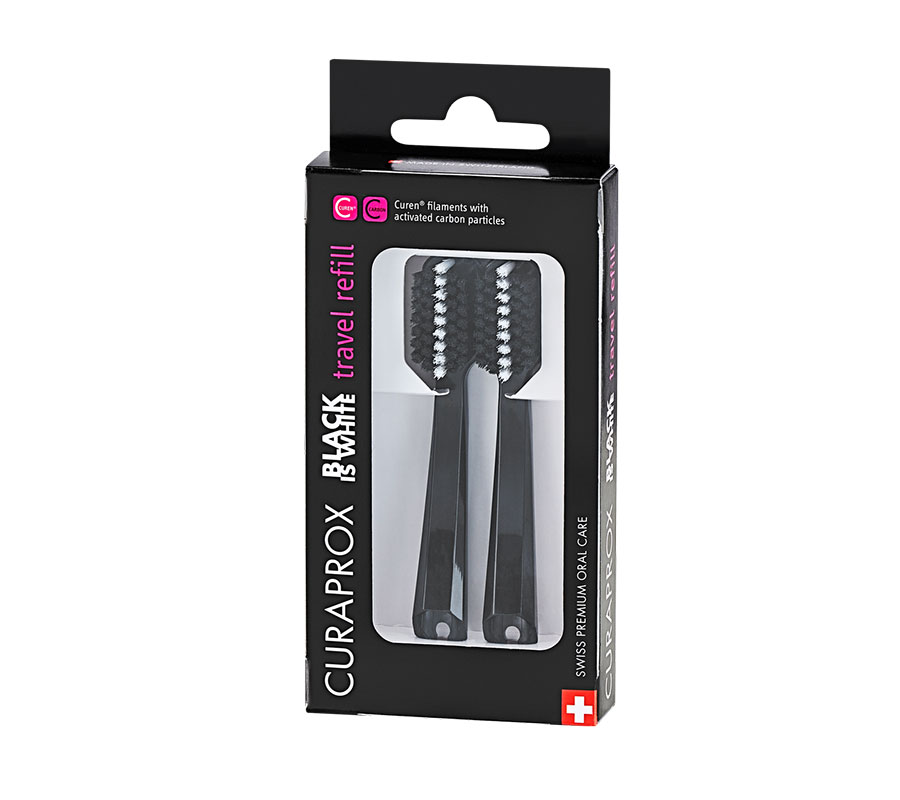 Сменные зубные щетки Curaprox (2 шт.) для дорожного набора Black Is White