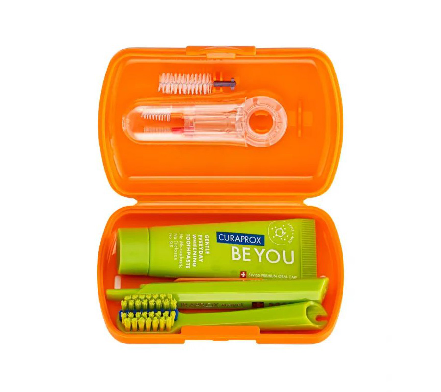 Ортодонтический дорожный набор Curaprox Be You в оранжевом боксе