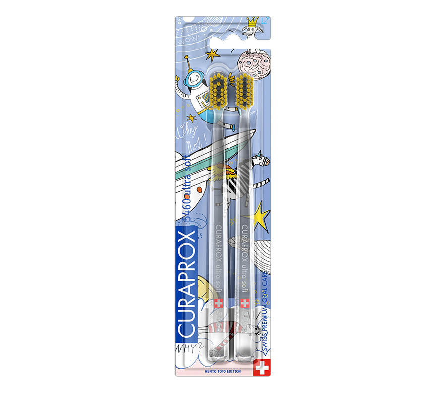 Набор ультрамягких зубных щеток Curaprox CS 5460 Ultra Soft  (2шт.) Duo Hento Toto Edition 2022 Набор ультрамягких зубных щеток Curaprox CS 5460 Ultra Soft  (2шт.) Duo Hento Toto Edition 2022
