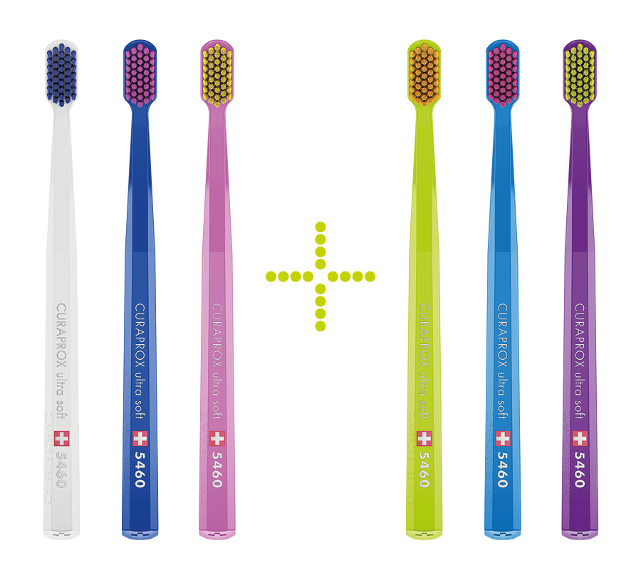 Набор зубных щеток Curaprox CS 5460 Ultra Soft (2 х 3 шт.), (белый-синий-розовый + салатовый-голубой-фиолетовый)