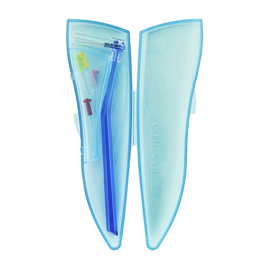 Дорожный набор ершиков с держателем Curaprox в пенале (бирюзовый)